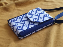Load image into Gallery viewer, Israel flag crossbody cell phone purse - Star of David phone bag