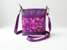 Load image into Gallery viewer, Purple and pink vegan faux leather small crossbody bag for women