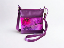 Load image into Gallery viewer, Purple marble print vegan faux leather small crossbody bag for women