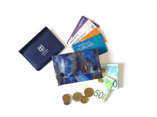 Load image into Gallery viewer, Blue fabric minimalist wallet - small card and cash wallet for women