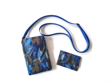 Load image into Gallery viewer, Blue fabric minimalist wallet - small card and cash wallet for women
