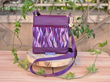 Load image into Gallery viewer, Purple vegan leather small crossbody bag for women, purple wave fabric