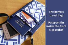 Load image into Gallery viewer, Israel flag crossbody cell phone purse - Star of David phone bag