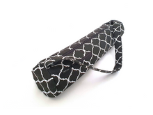 Load image into Gallery viewer, Handmade Yoga mat bag with zipper - black and white geometric fabric