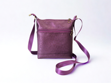 Load image into Gallery viewer, Vegan faux leather purple small crossbody bag for women
