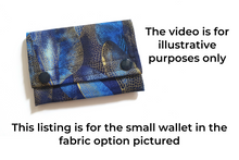 Load image into Gallery viewer, Blue fabric minimalist wallet - small card and cash wallet for women