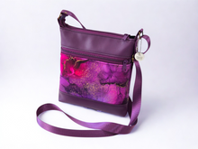 Load image into Gallery viewer, Purple marble print vegan faux leather small crossbody bag for women