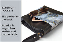Load image into Gallery viewer, Gray black gold marble print vegan faux leather small crossbody bag
