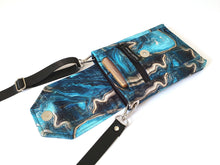 Load image into Gallery viewer, Crossbody cell phone purse, blue turquoise agate slice geode phone bag