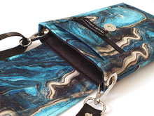 Load image into Gallery viewer, Crossbody cell phone purse, blue turquoise agate slice geode phone bag