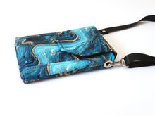 Load image into Gallery viewer, Crossbody cell phone purse, blue turquoise agate slice geode phone bag