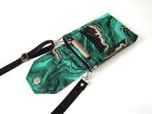 Load image into Gallery viewer, Cell phone bag, emerald green agate slice geode small crossbody bag