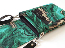 Load image into Gallery viewer, Cell phone bag, emerald green agate slice geode small crossbody bag