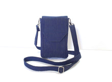 Load image into Gallery viewer, Denim phone bag with pockets for small everyday carry essentials