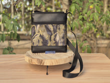 Load image into Gallery viewer, Black fabric and vegan leather small crossbody bag for women