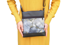 Load image into Gallery viewer, Gray black gold marble print vegan faux leather small crossbody bag