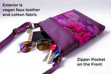 Load image into Gallery viewer, Purple marble print vegan faux leather small crossbody bag for women