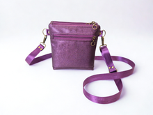 Load image into Gallery viewer, Purple vegan faux leather small crossbody bag for women