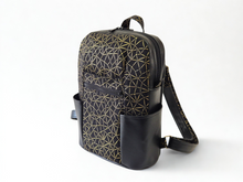 Load image into Gallery viewer, Handmade black vegan leather backpack purse for women - faux leather