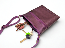 Load image into Gallery viewer, Vegan faux leather purple small crossbody bag for women