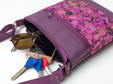 Load image into Gallery viewer, Purple and pink vegan faux leather small crossbody bag for women