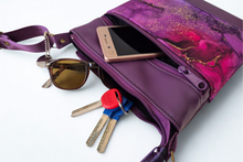 Load image into Gallery viewer, Purple marble print vegan faux leather small crossbody bag for women