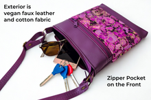 Load image into Gallery viewer, Purple and pink vegan faux leather small crossbody bag for women