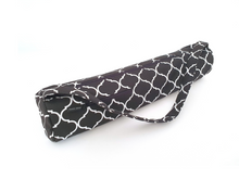 Load image into Gallery viewer, Handmade Yoga mat bag with zipper - black and white geometric fabric