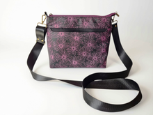 Load image into Gallery viewer, Vegan faux leather purple and black crossbody bag for women