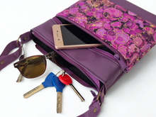 Load image into Gallery viewer, Purple and pink vegan faux leather small crossbody bag for women
