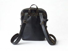 Load image into Gallery viewer, Handmade black vegan leather backpack purse for women - faux leather