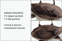 Load image into Gallery viewer, Brown vegan faux cow leather small tote bag