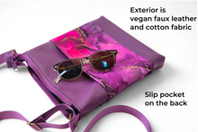 Load image into Gallery viewer, Purple marble print vegan faux leather small crossbody bag for women