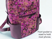 Load image into Gallery viewer, Handmade purple vegan leather backpack purse for women - faux leather