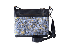Load image into Gallery viewer, Grey vegan friendly faux leather and fabric medium cross body purse