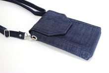 Load image into Gallery viewer, Denim phone bag with pockets for small everyday carry essentials
