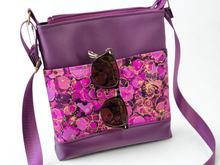 Load image into Gallery viewer, Purple and pink vegan faux leather small crossbody bag for women