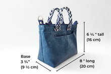 Load image into Gallery viewer, Blue Denim colored vegan faux leather small tote bag