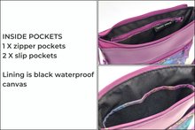 Load image into Gallery viewer, Purple and teal marble print vegan faux leather small crossbody bag