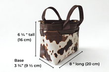 Load image into Gallery viewer, Brown vegan faux cow leather small tote bag