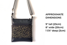 Load image into Gallery viewer, Black and metallic gold vegan faux leather small crossbody bag