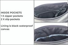 Load image into Gallery viewer, Gray black gold marble print vegan faux leather small crossbody bag