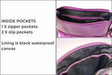 Load image into Gallery viewer, Purple and pink vegan faux leather small crossbody bag for women