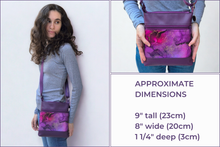 Load image into Gallery viewer, Purple marble print vegan faux leather small crossbody bag for women