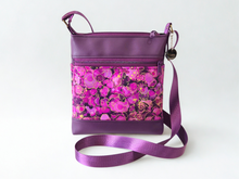 Load image into Gallery viewer, Purple and pink vegan faux leather small crossbody bag for women