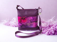 Load image into Gallery viewer, Purple marble print vegan faux leather small crossbody bag for women