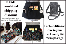 Load image into Gallery viewer, Black half apron with six pockets - zipper pocket waist apron swirl