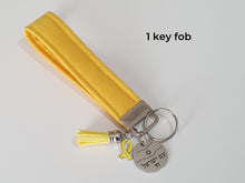 Load image into Gallery viewer, Am Yisrael Chai yellow ribbon hostage key fob wristlet keychain