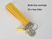 Load image into Gallery viewer, Am Yisrael Chai yellow ribbon hostage key fob wristlet keychain