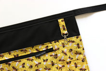 Load image into Gallery viewer, Honey bee half apron with six pockets for vendor teacher with zipper
